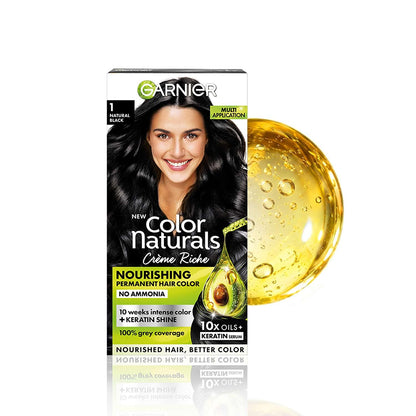 Garnier Color Naturals Permanent Hair Color, Ammonia Free, with Natural Oils and Keratin Serum, 1 Kit