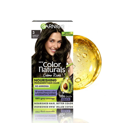 Garnier Color Naturals Permanent Hair Color, Ammonia Free, with Natural Oils and Keratin Serum, 1 Kit (10)