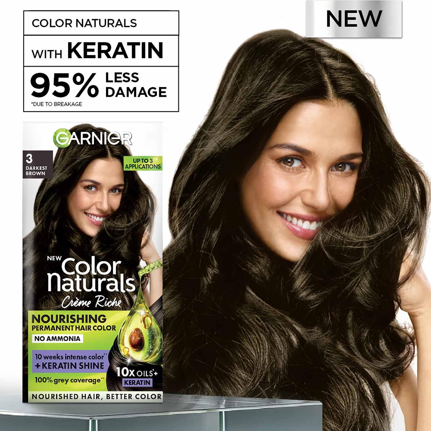 Garnier Color Naturals Permanent Hair Color, Ammonia Free, with Natural Oils and Keratin Serum, 1 Kit - front view (11)