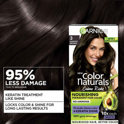 Garnier Color Naturals Permanent Hair Color, Ammonia Free, with Natural Oils and Keratin Serum, 1 Kit - label detail (14)
