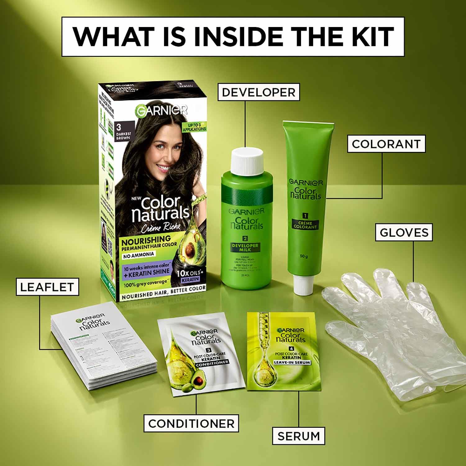 Garnier Color Naturals Permanent Hair Color, Ammonia Free, with Natural Oils and Keratin Serum, 1 Kit - ingredients panel (15