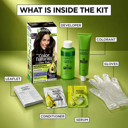 Garnier Color Naturals Permanent Hair Color, Ammonia Free, with Natural Oils and Keratin Serum, 1 Kit - ingredients panel (15