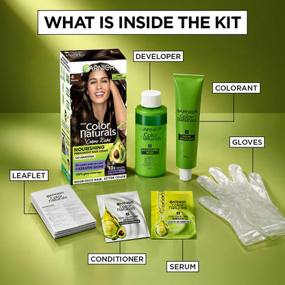 Garnier Color Naturals Permanent Hair Color, Ammonia Free, with Natural Oils and Keratin Serum, 1 Kit - ingredients panel (24
