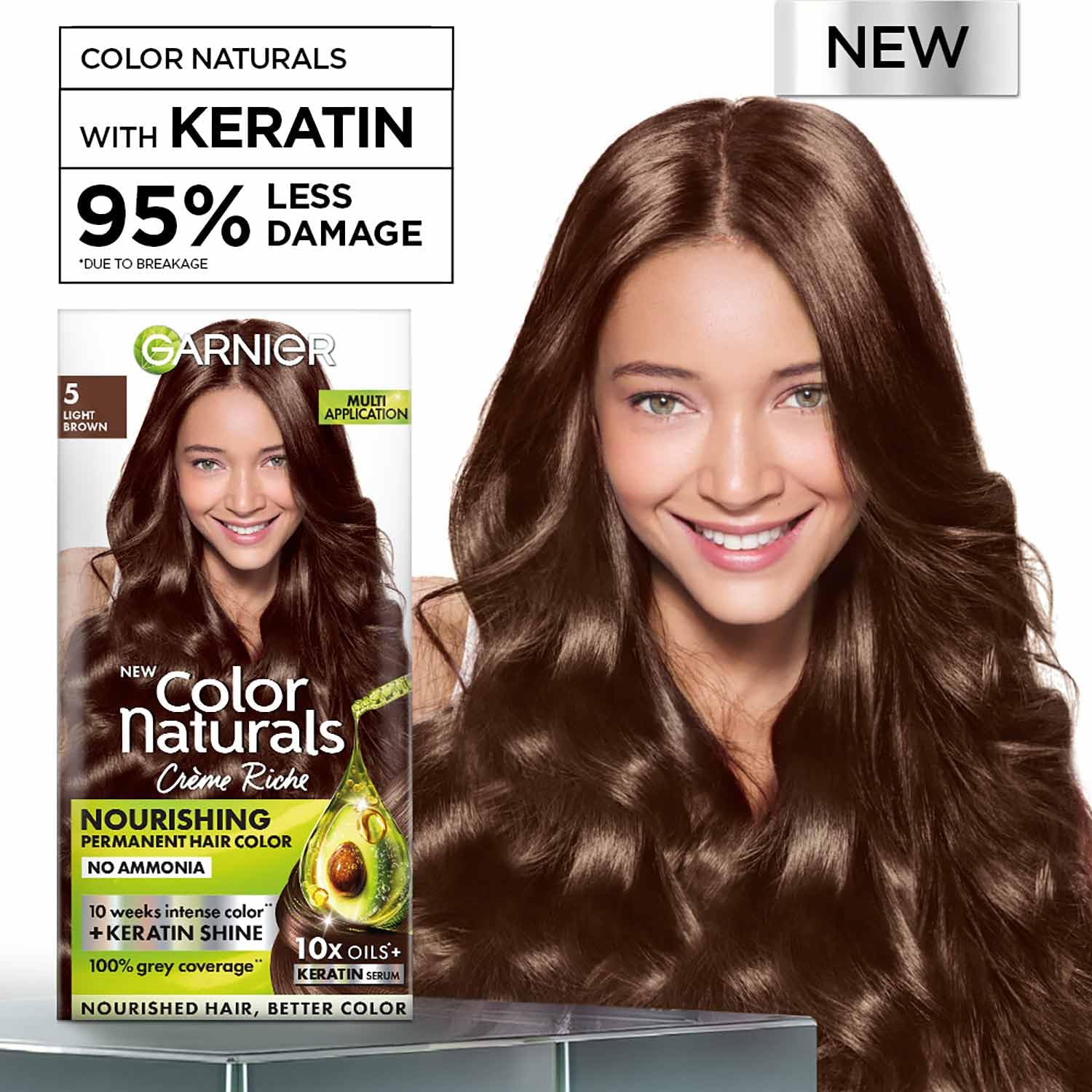 Garnier Color Naturals Permanent Hair Color, Ammonia Free, with Natural Oils and Keratin Serum, 1 Kit - front view (29)