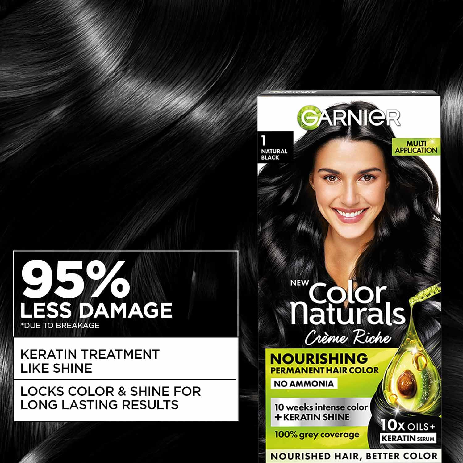 Garnier Color Naturals Permanent Hair Color, Ammonia Free, with Natural Oils and Keratin Serum, 1 Kit - label detail