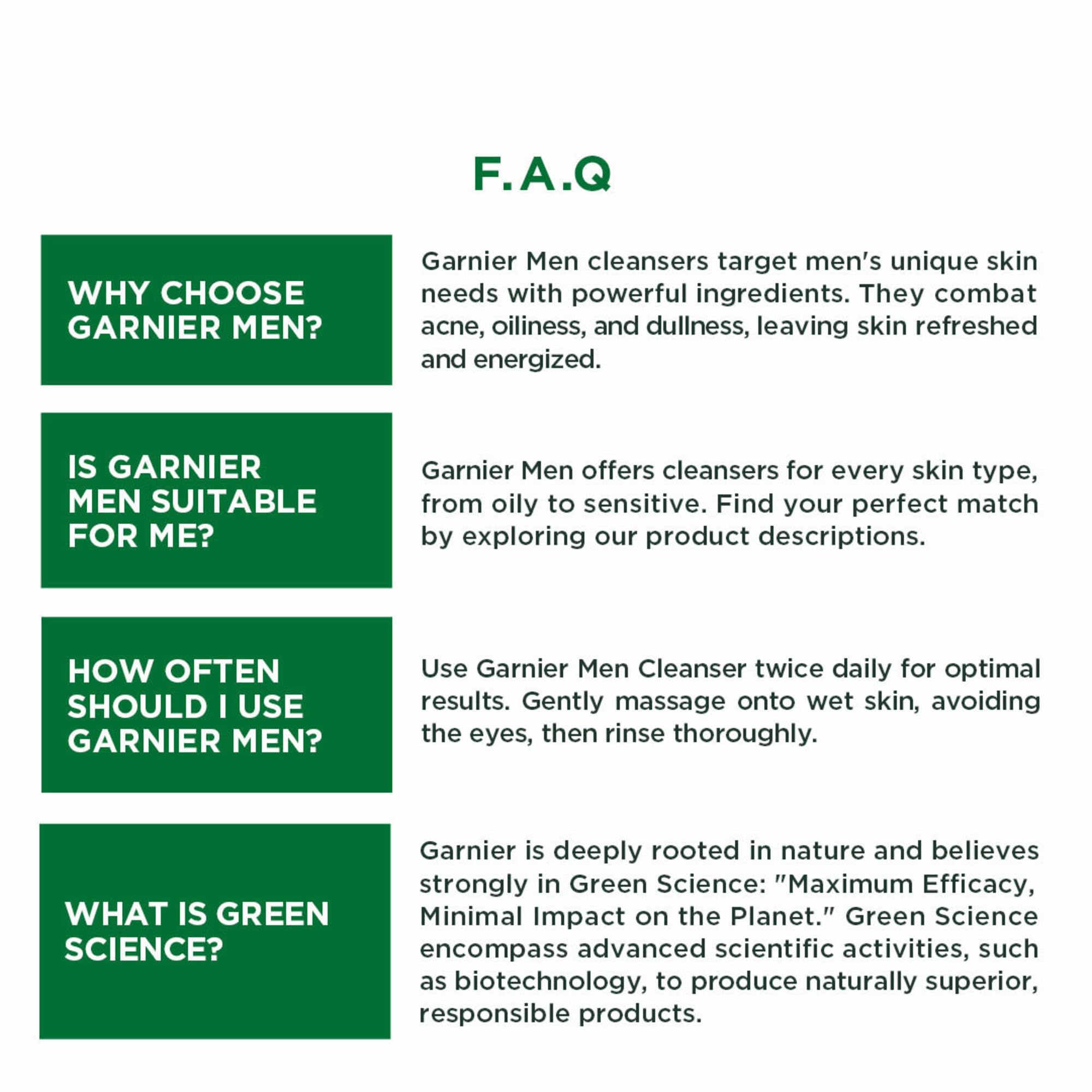 Garnier Men TurboBright Double Action Face Wash, Charcoal & Clay, Salicylic Acid, Vitamin C, 2-in-1 - close-up detail