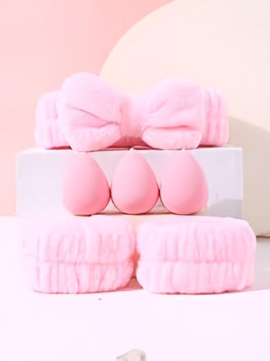 Gege Bear 20 Piece Makeup Sponge Set, Multi-Shape Non-Latex Beauty Puff Collection with Headband and Cleaning Pad - front vie