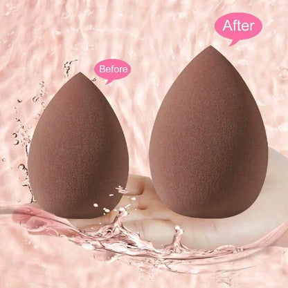 Gege Bear 20 Piece Makeup Sponge Set, Multi-Shape Non-Latex Beauty Puff Collection with Headband and Cleaning Pad - back view