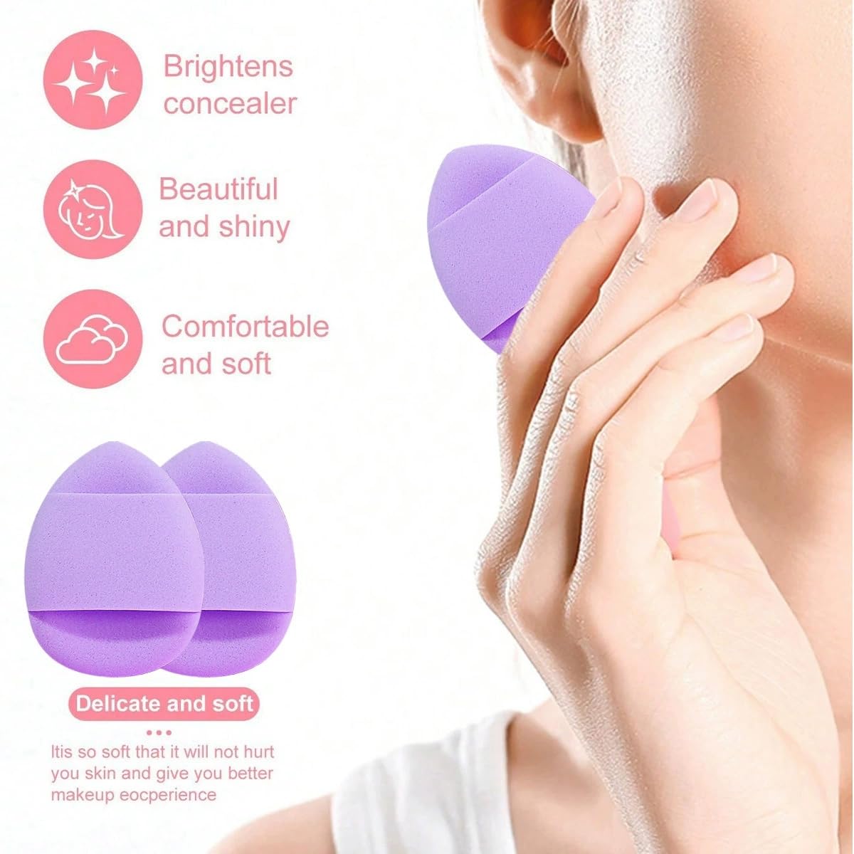Gege Bear 20 Piece Makeup Sponge Set, Multi-Shape Non-Latex Beauty Puff Collection with Headband and Cleaning Pad - label det