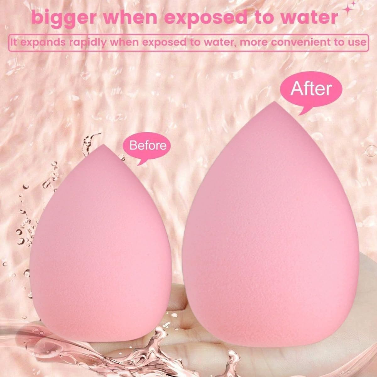 Gege Bear 20 Piece Makeup Sponge Set, Multi-Shape Non-Latex Beauty Puff Collection with Headband and Cleaning Pad - label det