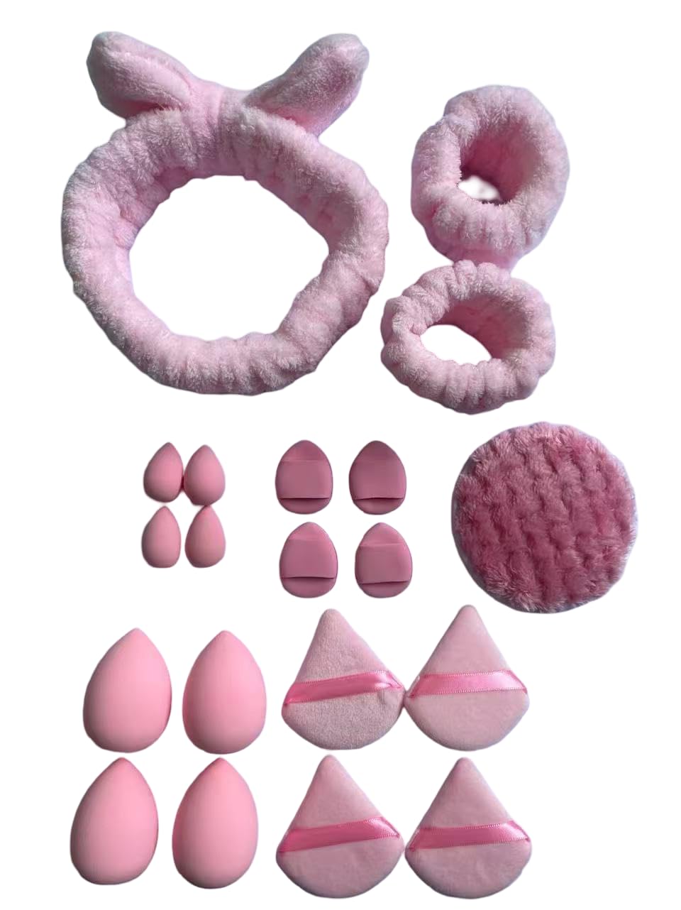 Gege Bear 20 Piece Makeup Sponge Set, Multi-Shape Non-Latex Beauty Puff Collection with Headband and Cleaning Pad - ingredien