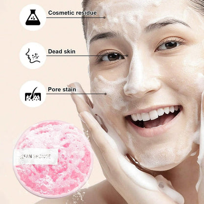 Gege Bear 20 Piece Makeup Sponge Set, Multi-Shape Non-Latex Beauty Puff Collection with Headband and Cleaning Pad - in use