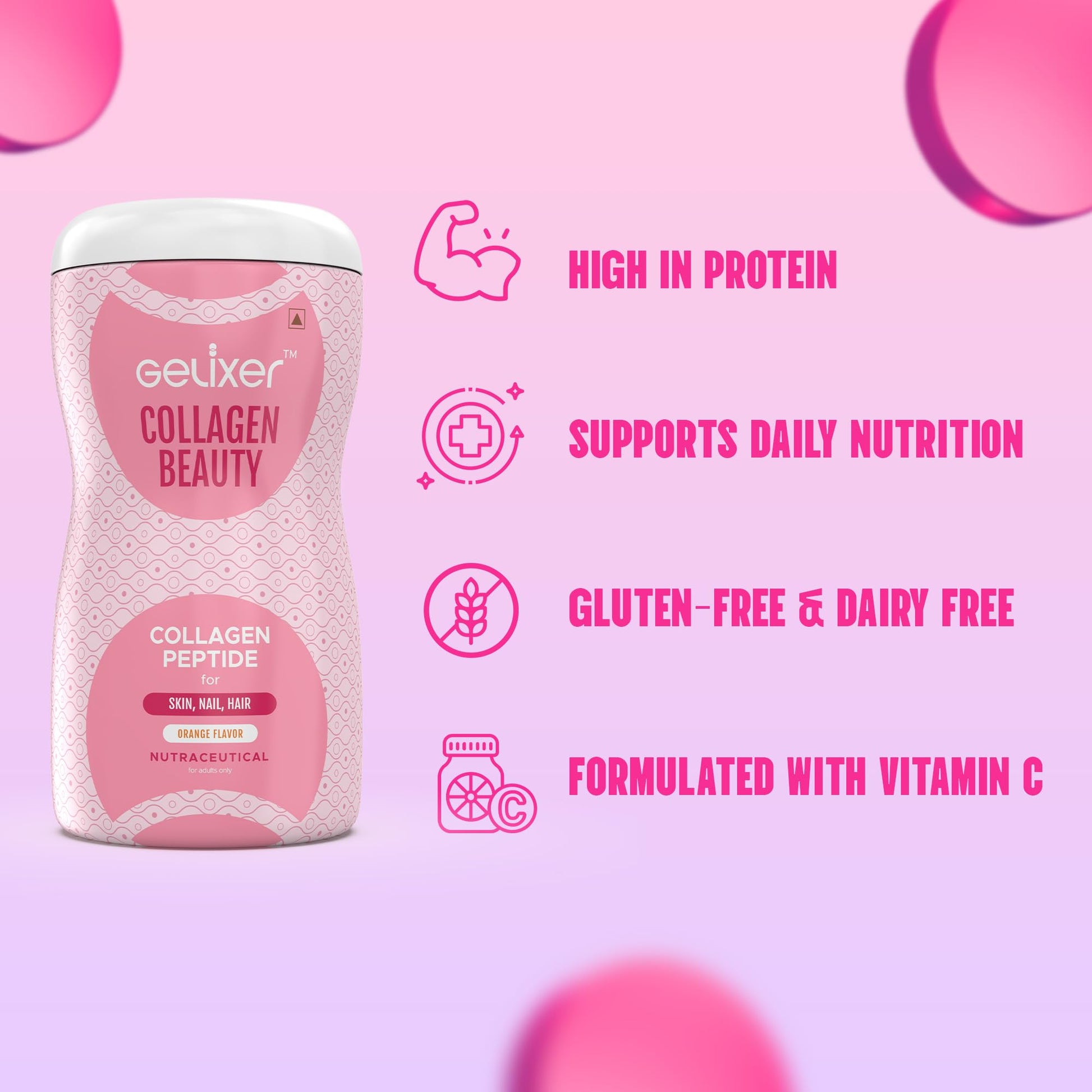 Gelixer Active Collagen Powder, Japanese Marine Collagen Peptide with Whey Protein, Unisex Adult Supplement - label detail (1