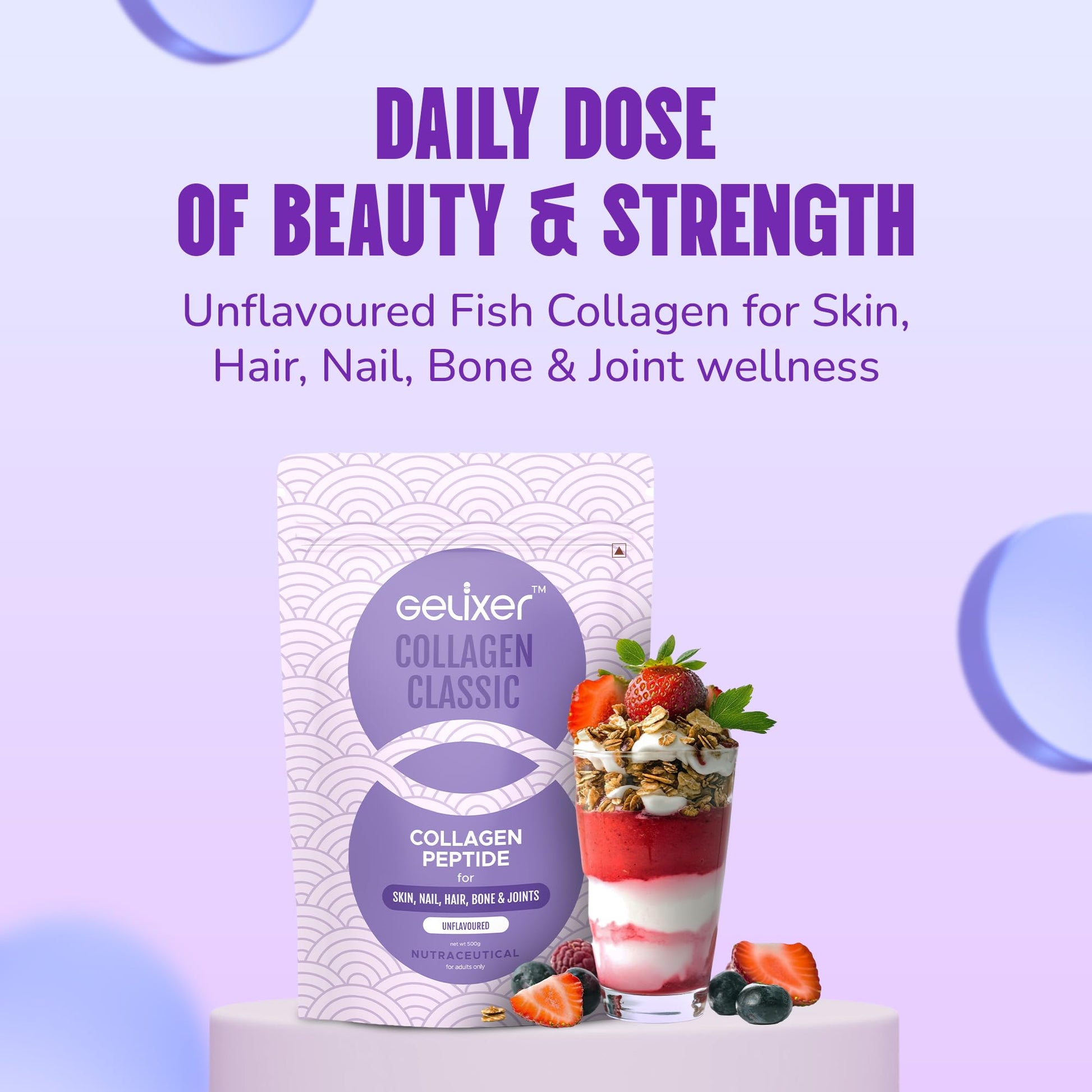Gelixer Active Collagen Powder, Japanese Marine Collagen Peptide with Whey Protein, Unisex Adult Supplement - ingredients pan