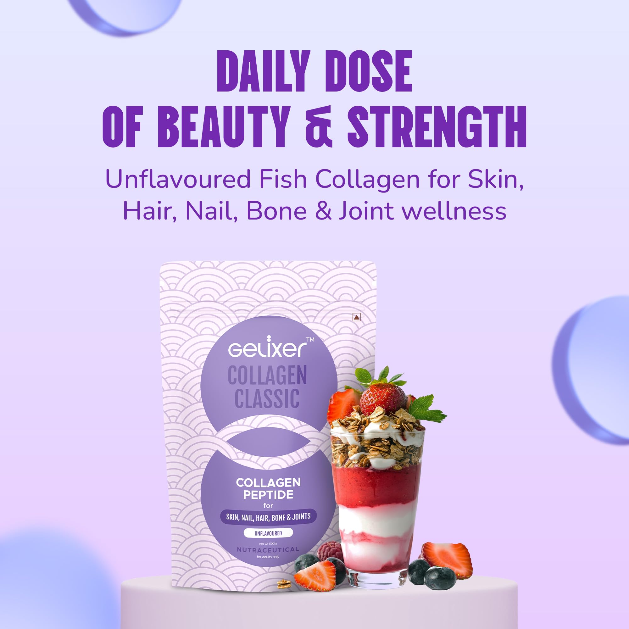 Gelixer Active Collagen Powder, Japanese Marine Collagen Peptide with Whey Protein, Unisex Adult Supplement - ingredients pan