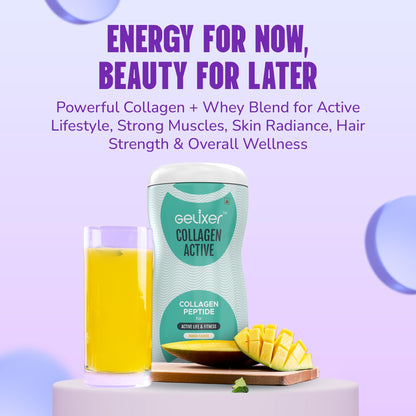 Gelixer Active Collagen Powder, Japanese Marine Collagen Peptide with Whey Protein, Unisex Adult Supplement - back view