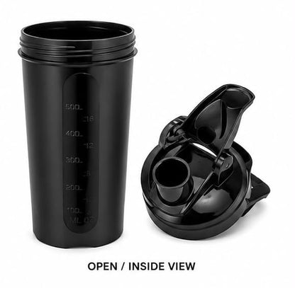 Generic Gym Shaker Bottle 750ml, Black, BPA Free Hard Plastic, Leak Proof, BL99 Model - back view