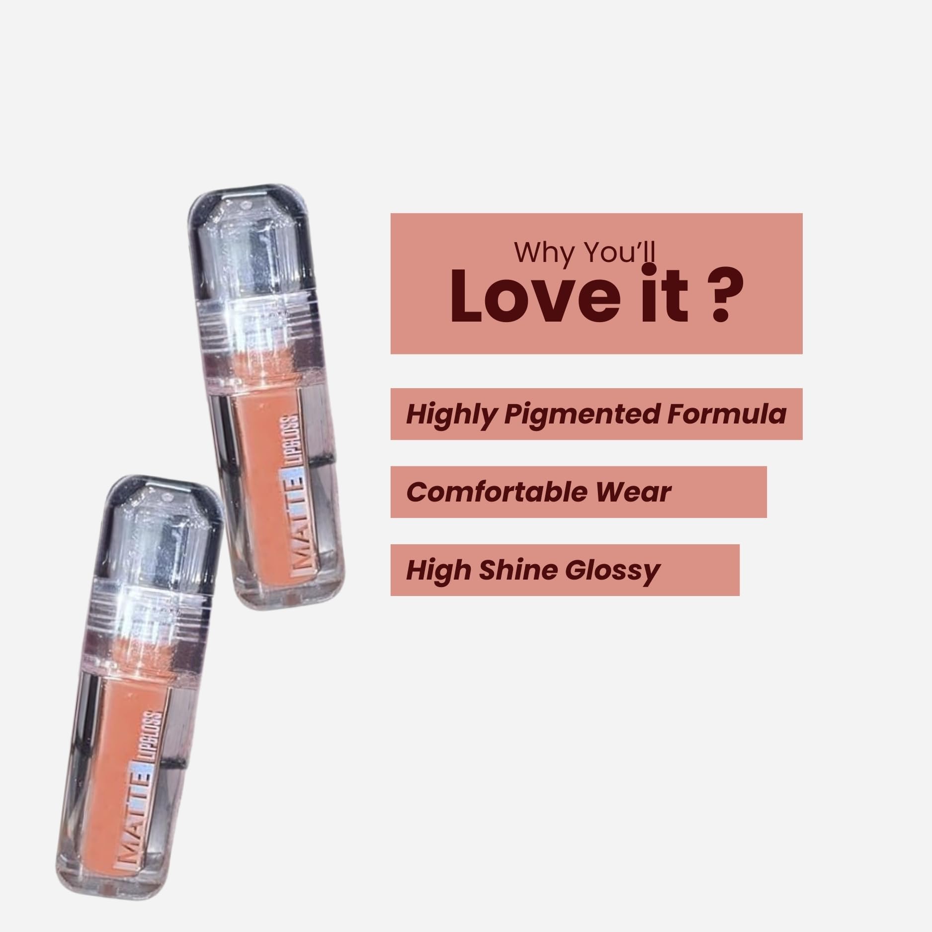 Generic Matte Lip Gloss for Women - Long Lasting Non-Sticky Lightweight Moisturizing Daily Wear Lip Gloss - label detail (17)