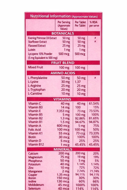 Generic Multivitamin for Women, Vegetarian Tablets, Daily Nutritional Supplement with Essential Vitamins and Minerals - label
