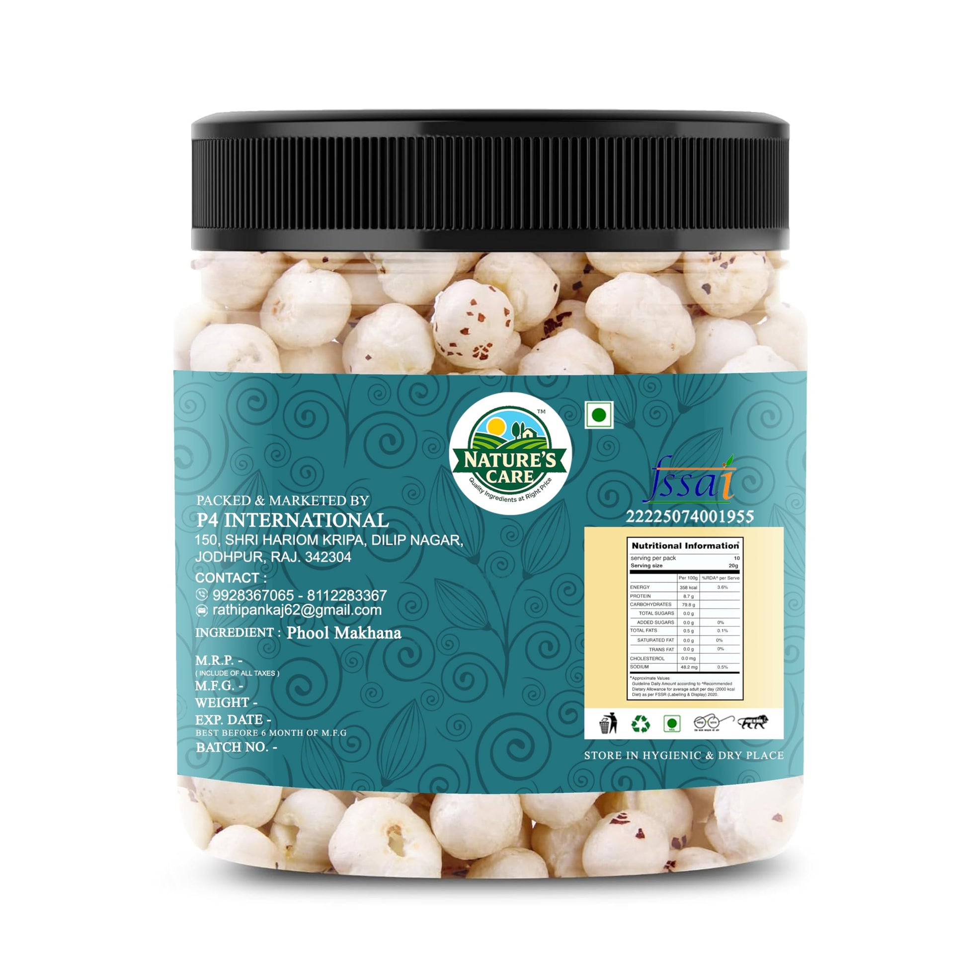 Generic Phool Makhana Puffed Snack, Handpicked Foxnuts for Cooking and Snacking - front view