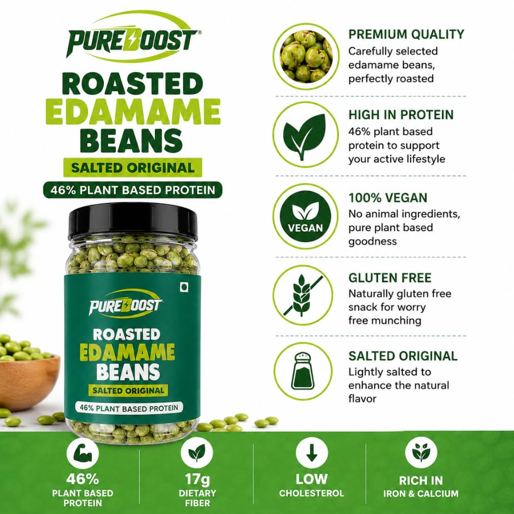 Generic Roasted Salted Edamame, 1 kg, Lightly Salted Young Green Soybeans Vegetable Snack - ingredients panel