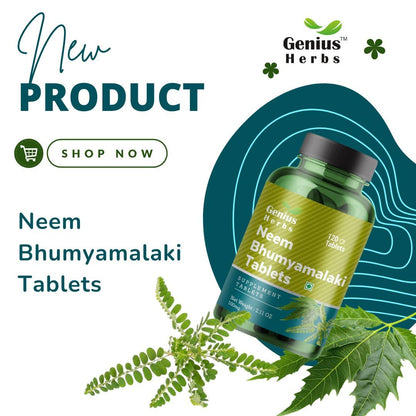 Genius Herbs Neem Bhumyamalaki Tablets, 500mg, 120 Veg Tablets, Ayurvedic Herbal Blend, Vegan, Non-GMO - size and scale