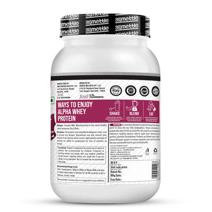 getmymettle Alpha Whey Protein Powder, Banned Substance Free, Gluten Free, Low Fat, No Artificial Colors - front view