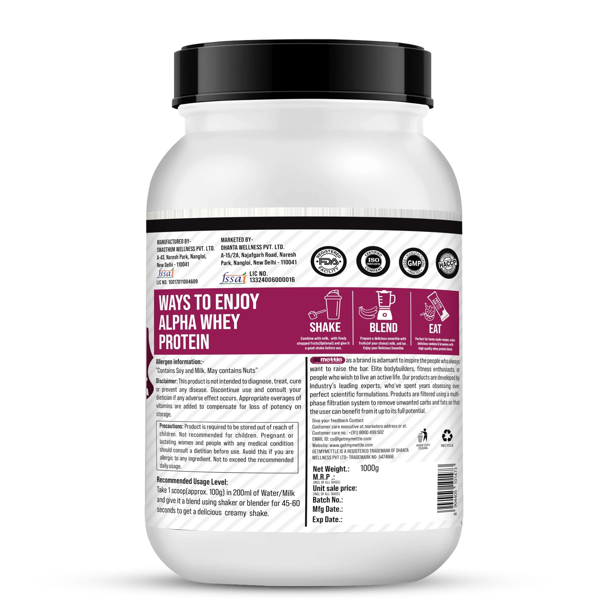 getmymettle Alpha Whey Protein Powder, Banned Substance Free, Gluten Free, Low Fat, No Artificial Colors - packaging (33)