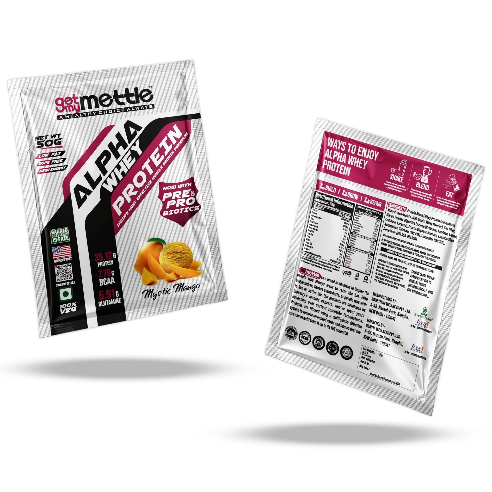getmymettle Alpha Whey Protein Powder, Banned Substance Free, Gluten Free, Low Fat, No Artificial Colors (35)