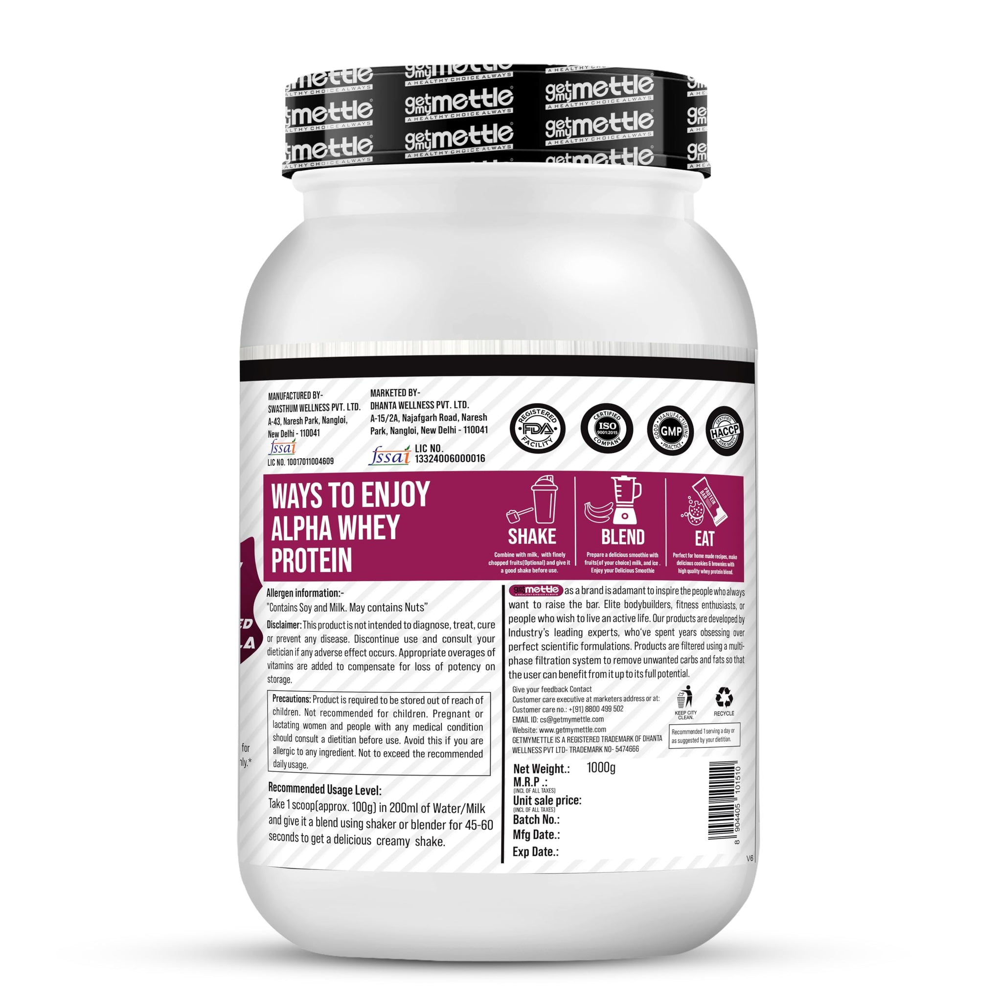 getmymettle Alpha Whey Protein Powder, Banned Substance Free, Gluten Free, Low Fat, No Artificial Colors - back view (38)