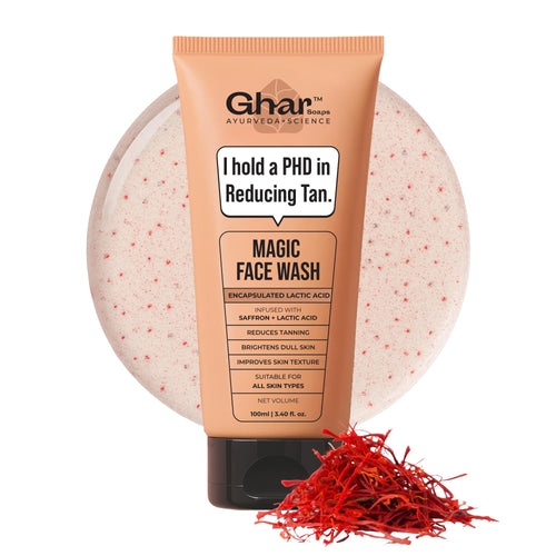 GHAR SOAPS De-Tan Face Wash with Sandalwood, Saffron, Coconut Oil and Goat Milk, Unisex