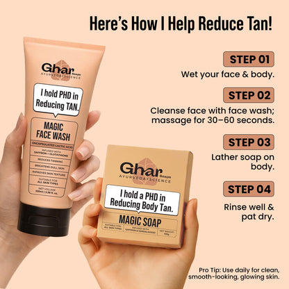 GHAR SOAPS De-Tan Face Wash with Sandalwood, Saffron, Coconut Oil and Goat Milk, Unisex - label detail (19)