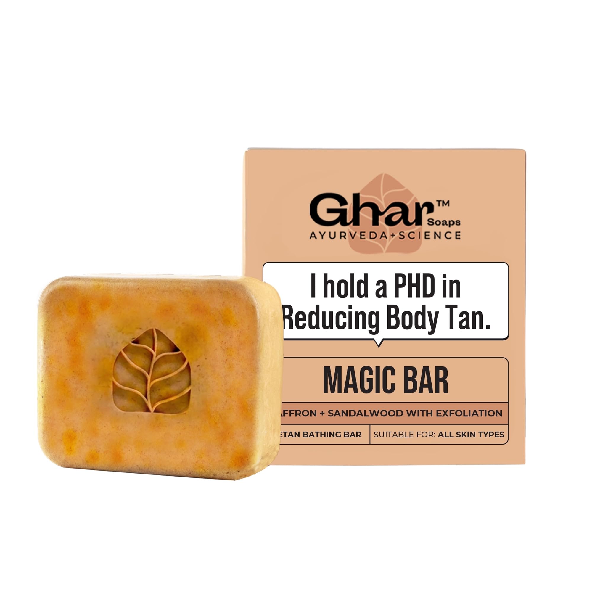 GHAR SOAPS Sandalwood & Saffron Handmade Soap Bar, 100g, Paraben-Free, Sulfate-Free, Unisex Solid Soap