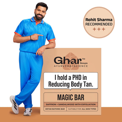 GHAR SOAPS Sandalwood & Saffron Handmade Soap Bar, 100g, Paraben-Free, Sulfate-Free, Unisex Solid Soap - front view