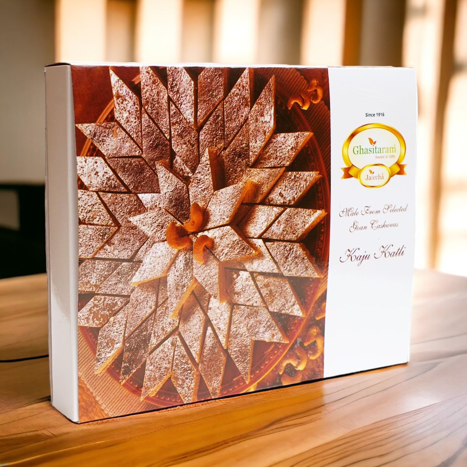 Ghasitaram Gifts Pure Kaju Katlis Box, 200g (10)
