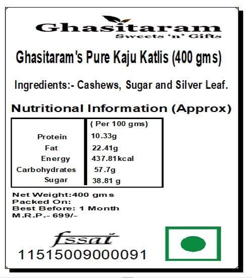 Ghasitaram Gifts Pure Kaju Katlis Box, 200g - packaging (12)