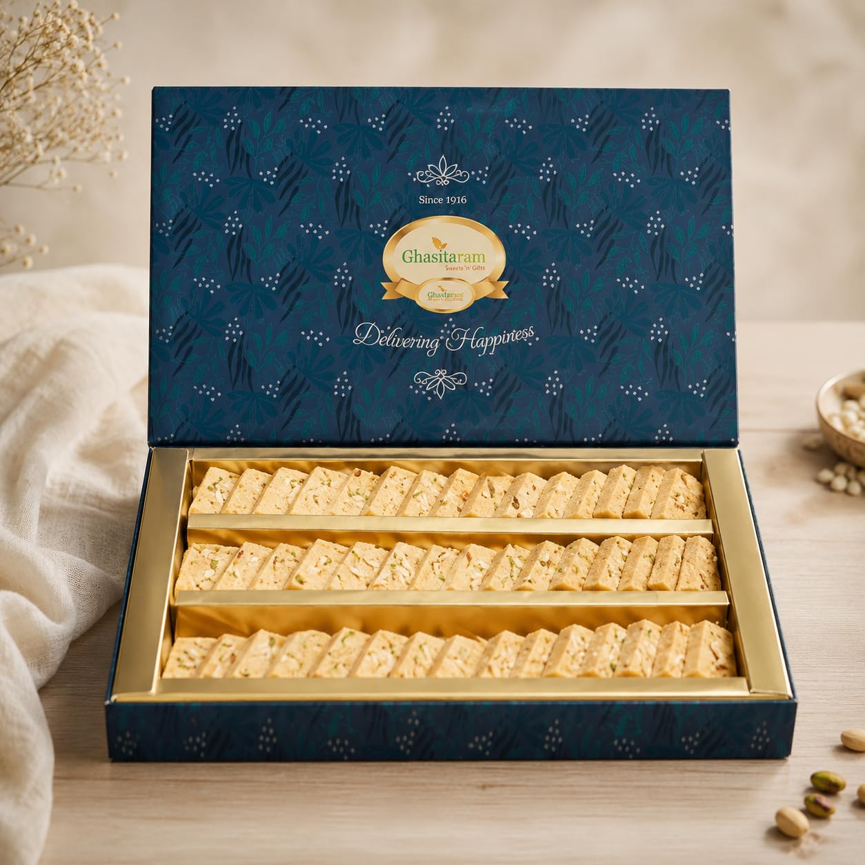 Ghasitaram Gifts Pure Kaju Katlis Box, 200g (14)