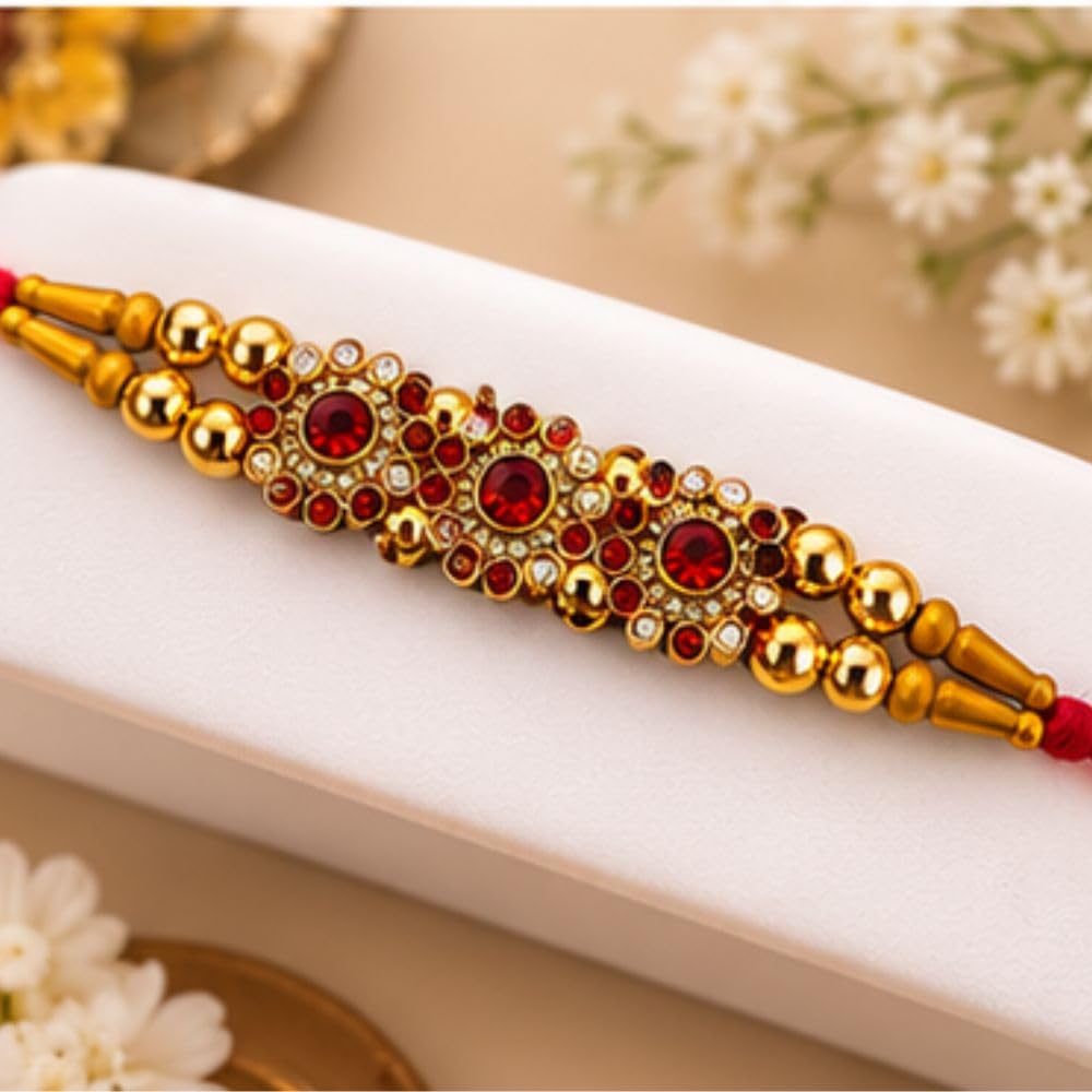 Giftsroot Rakhi Set of 6 for Brother Men, Ganesha Shree Om Radha Krishna Traditional Designer Rakhis with Card and Tilak Set 