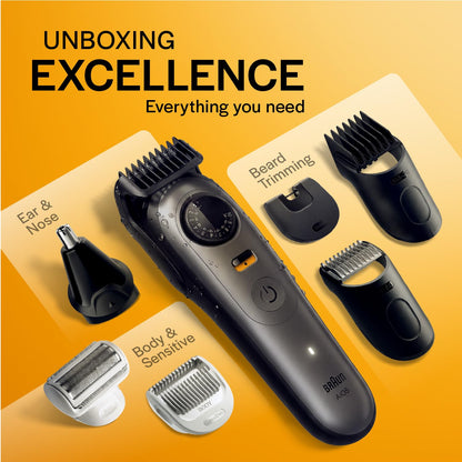 Gillette Series 5 All-in-One Beard & Body Trimmer by Braun - 40 Length Settings, 100% Waterproof, 120 Min Runtime - back view