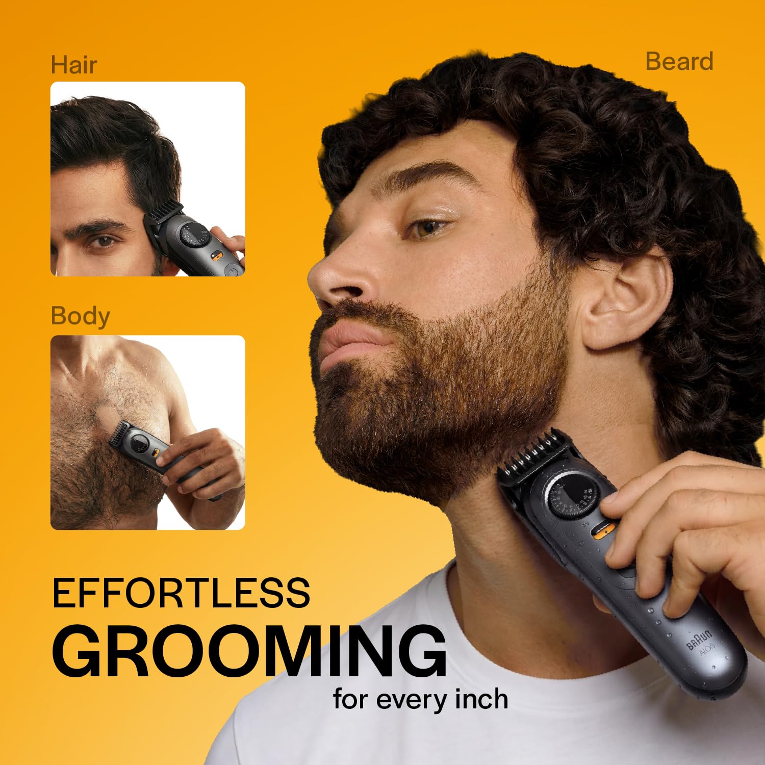 Gillette Series 5 All-in-One Beard & Body Trimmer by Braun - 40 Length Settings, 100% Waterproof, 120 Min Runtime - label det