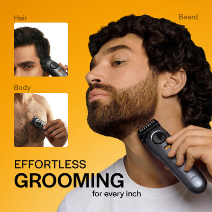 Gillette Series 5 All-in-One Beard & Body Trimmer by Braun - 40 Length Settings, 100% Waterproof, 120 Min Runtime - label det