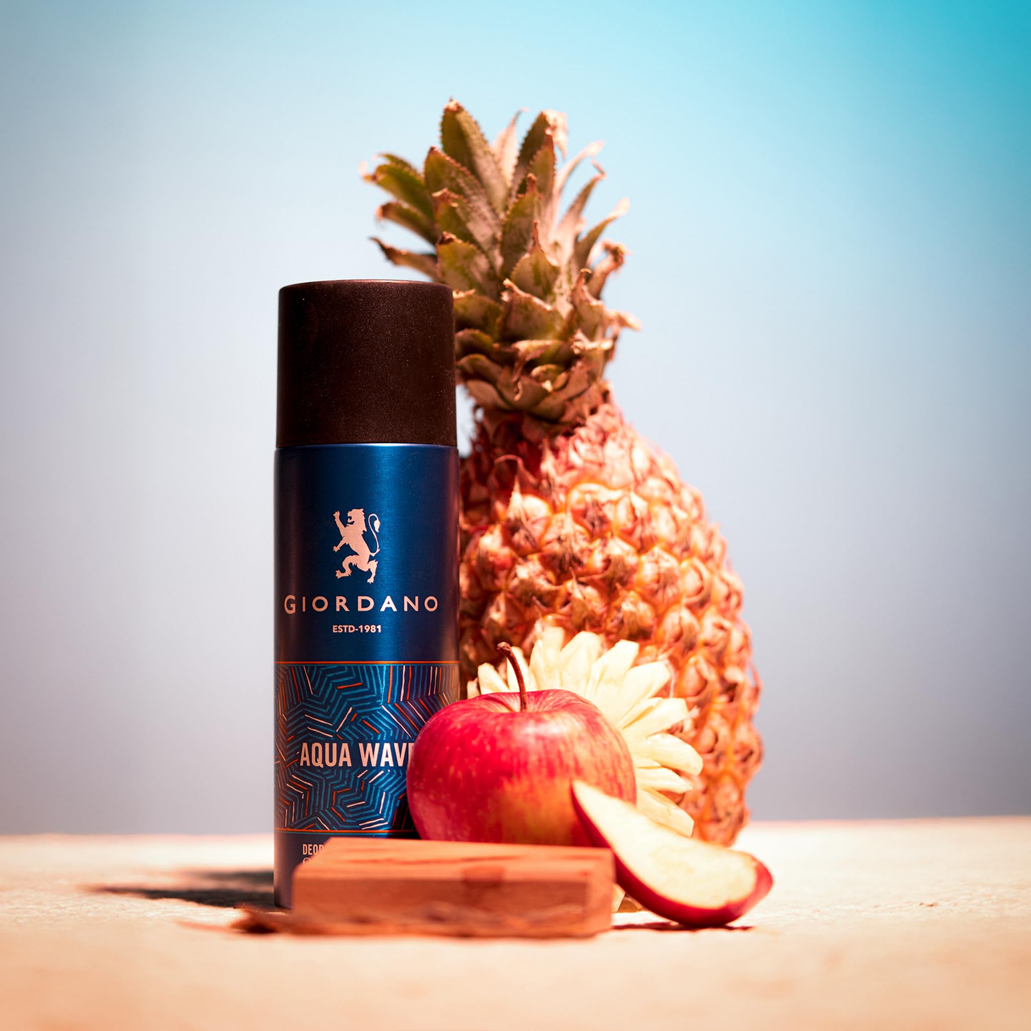 Giordano Aqua Wave Deodorant Spray for Men, 200ml, Body Spray with Pineapple and Cedarwood Fragrance - front view