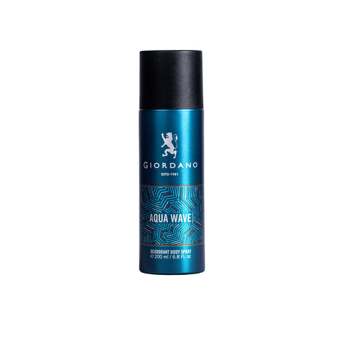Giordano Aqua Wave Men's Deodorant Spray, 200ml, Long-lasting Body Spray with Woody and Fruity Notes