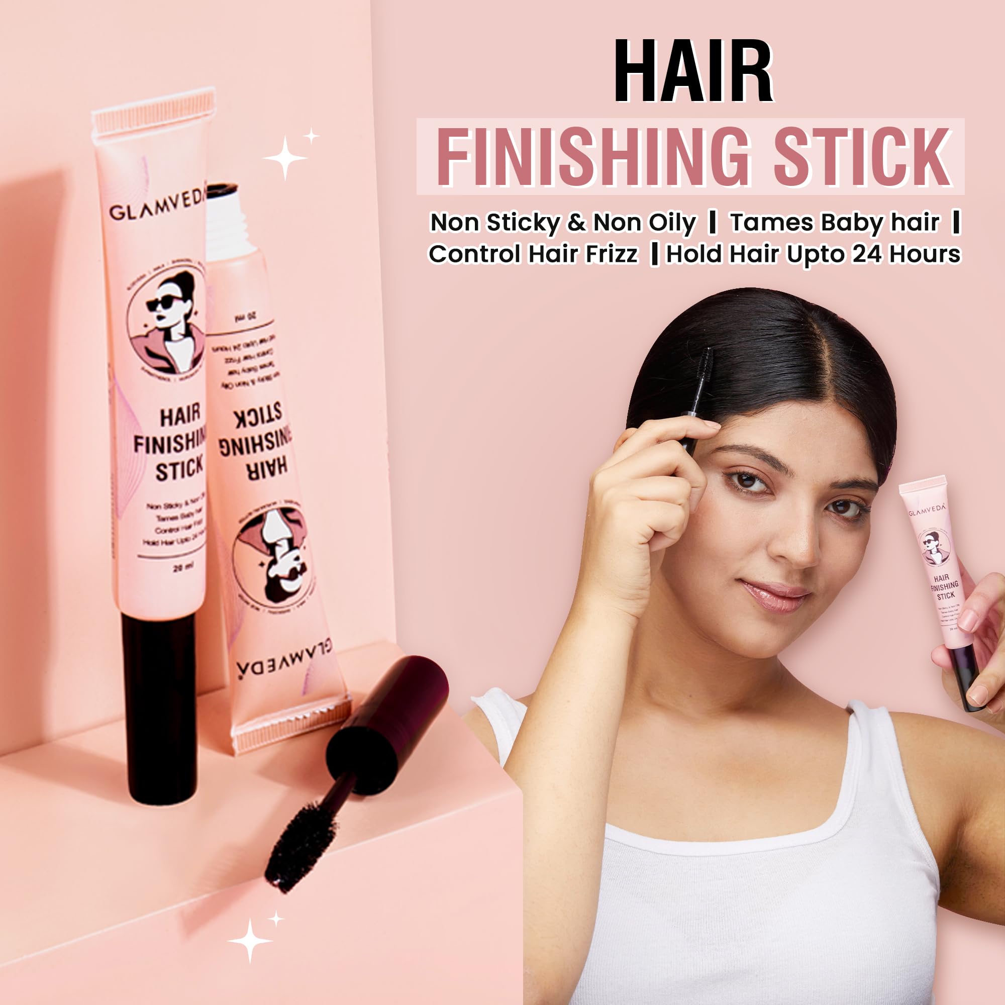 GLAMVEDA Anti-Frizz Hair Finishing Stick for Flyaways and Baby Hair, 20ml, Hair Styling Agent - front view