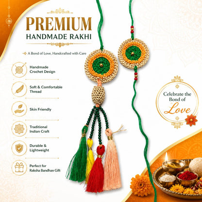 GliterKart Handmade Crochet Bhaiya Bhabhi Rakhi Set of 2 - ingredients panel