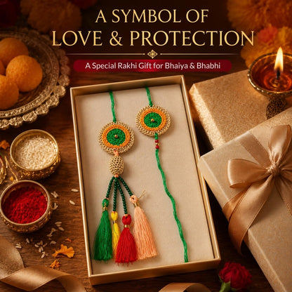 GliterKart Handmade Crochet Bhaiya Bhabhi Rakhi Set of 2 - close-up detail