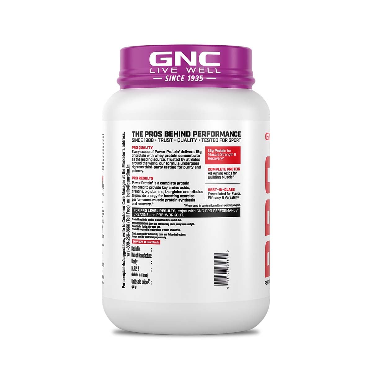 GNC Pro Performance Power Protein Powder, 2 lbs, 30 Servings, Double Rich Chocolate, Informed Choice Certified, 30g Protein, 