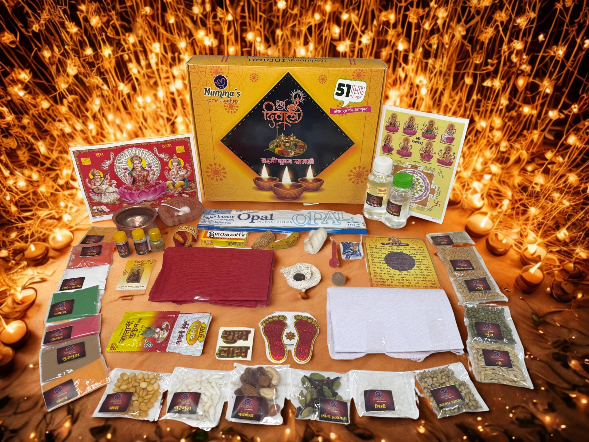 GORU NUTRIXA Diwali Puja Samagri Kit, 21 Items, Laxmi Pooja Worship Kit, Festival Decor (8)