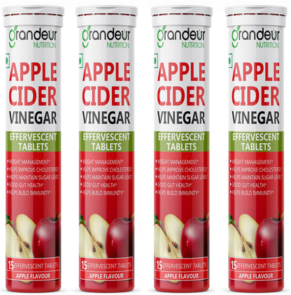 GRANDEUR Apple Cider Vinegar Effervescent Tablets with Pomegranate and B Vitamins, Nutritional Supplement (10)