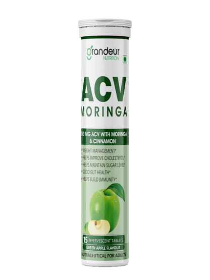 GRANDEUR Apple Cider Vinegar Effervescent Tablets with Pomegranate and B Vitamins, Nutritional Supplement - front view (20)